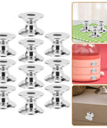 10 Pack Aluminum Alloy Cabinet Handles Drawer Knobs Metal Wardrobe Pulls Single Hole Silver Finish shown on furniture
