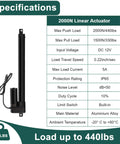 6 Inch Stroke Linear Actuator 12V DC Built Tough Heavy Duty Electric Actuator IP65 Waterproof With Mounting Brackets 440 Lbs