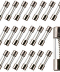 Top Notch Slow Blow Glass Fuses 1.25A 250V 5x20mm Time Delay Glass Tube Fuses Pack of 20 shown with detail view
