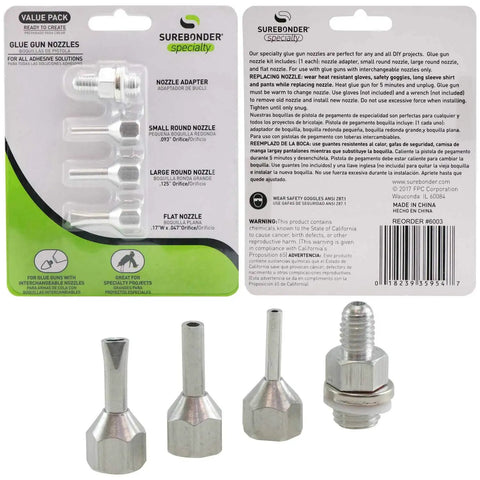 Interchangeable Hot Glue Gun Nozzles Kit With Aluminum Tips Includes Small Round Large Round And Flat Nozzles Plus Adapter