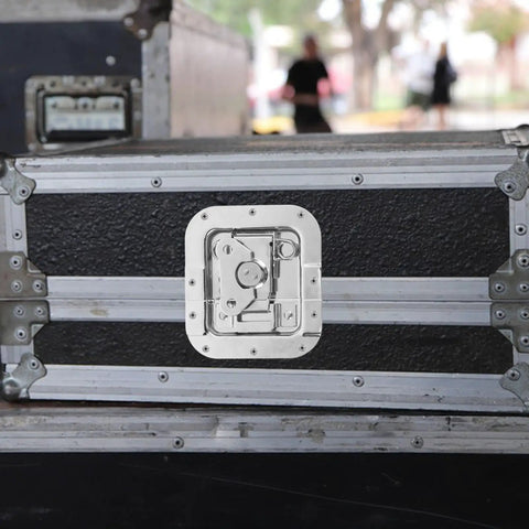 Heavy Duty Stainless Steel Butterfly Twist Latch Offers Rock Solid Security And Super Easy Install For Flight Cases, Gun Boxes, and Travel Gear on black gear case.