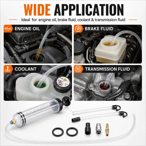500Cc Fluid Extractor And Fill Pump With 27 Inch Hose And Two 12 Inch Extension Tubes for cars and lawn mowers usage details