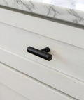12 Pack Black Cabinet Knobs for Drawers and Cabinets, 2 Inch Single Hole, Includes 1 Inch and 1.77 Inch Mounting Screws, Easy Install, Individually Wrapped, Durable Modern Hardware for Quick Update on white cabinet drawer
