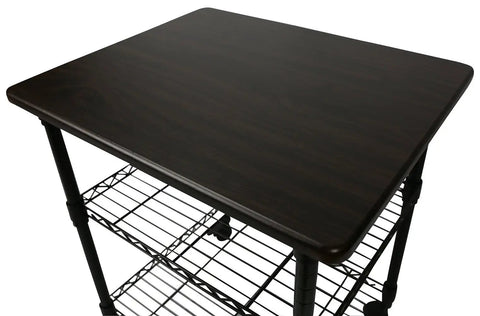 Rock Solid Three Tier Printer Stand Desk Organizer In Sleek Black Finish Scratch Resistant Laminate Top With Heavy Duty Steel Frame For Clean Home Office Setup And No Nonsense Desktop Storage Solutions