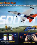 RC airplane in flight with remote control, showcasing dual LiPo batteries, F16 Style RC Airplane With 4 Channel Control And 6 Axis Gyro Stabilizer Ready To Fly EPP Glider For Adults And Teens Easy To Learn Dope Jet Vibe Durable RTF Aircraft For Backyard Flights
