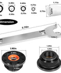 Dimensions of Hydraulic Steering Cylinder Seal Kit With Pin Wrench HS5157 For Marine Boats, showing wrench and seals