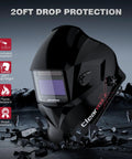 Auto Darkening Welding Helmet With True Color View 4 Arc Sensors 1/25000 Sec Response Solar Powered Weld Hood Glossy Black on rocky surface