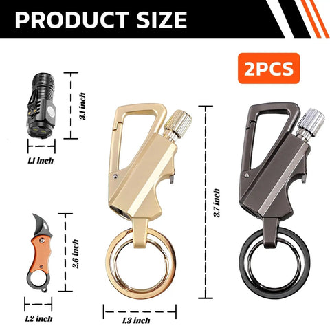 Two Pack 3 In 1 Multitool Lighter With Keychain Bottle Opener Reusable Waterproof Strike Anywhere Fire Starter sizing guide