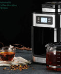 No Sweat Fully Automatic Bean To Cup Coffee Maker Featuring A Built In Grinder Smart Permanent Filter and Hustle Ready Home Office Design with a cup of tea beside.