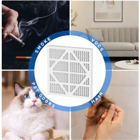 Five Pack MERV 10 Filter Replacements For Home HVAC Systems, Easy Install, combating smoke, VOCs, pet odors, and hair