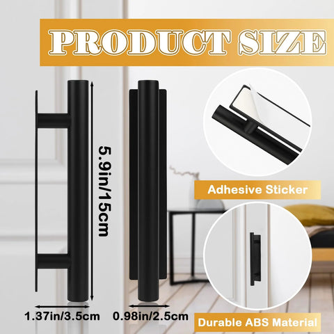 Push Pull Helper Self-Adhesive Cabinet Handles 30 Pack Black ABS Plastic peel-and-stick drawer pulls display with size details
