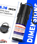 Dimensions of Hard Start Capacitor Kit With 500 Percent Torque Boost For HVAC Systems displayed with measurements.