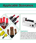 Premium Stainless Steel Electric Heat Shrink Wrapping Machine For Wine And Olive Oil Bottles in use with various bottles.