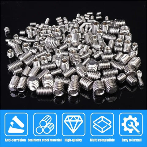 Two Box 400 Piece Stainless Steel Flat Point Hex Socket Set Screws Kit Dope Home Mounting Hardware Fasteners For DIY Projects