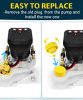 Heavy Duty Pump Reservoir Cap For Power Pole Hydraulic Pumps And Mercury Trim Systems shown being replaced on a pump.