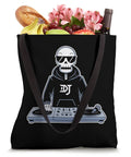 Cool Halloween Skeleton Dj Turntable Tote Bag For Music Lovers Spooky Skull Design Perfect For Edm House Fans Gift For Djs And Concert Party Goers with groceries.
