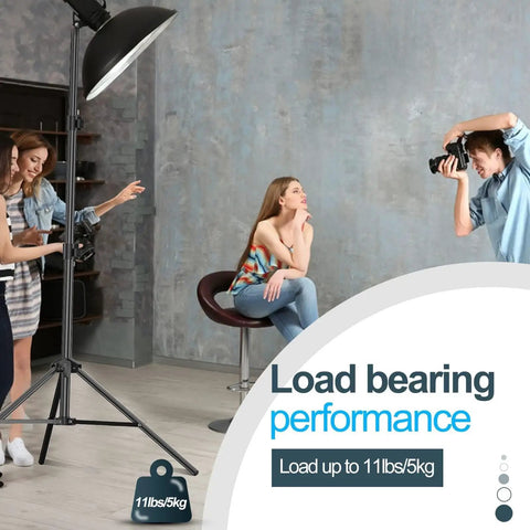 Two Pack 7 Ft Light Stands For Photography And Video, portable tripod supporting softbox in studio setting, 11 lb capacity.