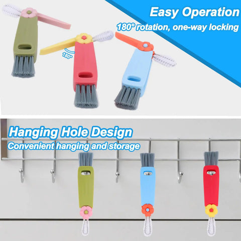 3 In 1 Cup Lid Gap Cleaning Brush Set For Water Bottles And Tumblers, Gunk Busting Crevice Cleaner hanging on hooks.