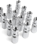 Hydraulic hose fittings, 12-pack chrome, 3/8 inch JIC 37-degree female swivel ends, front view