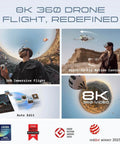8K 360 Drone Standard Bundle With AI Tracking Obstacle Avoidance Ultra Light 249g Foldable Frame showcasing immersive features.
