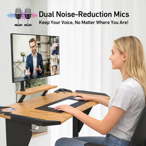 Total Game Changer 4K Center Screen Webcam With Punchy Mic And Lightning Autofocus positioned on a monitor during a video call.
