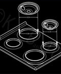 Diagram of Porcelain Drip Pan Replacement Kit for GE Ovens, showing dimensions of 6in WB31M20 and 8in WB31M19 pans.