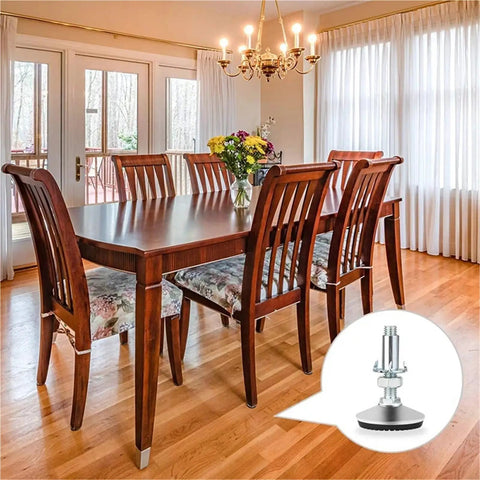 Dining room table with chairs using Swivel Adjustable Leveling Feet With T Nut Bolt 10 Pack For Cabinets Tables Workbenches And Chairs Threaded Height Tuning For Stable Shake Free Mounts On Uneven Floors inset