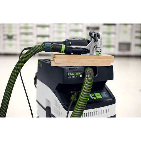 Domino Joiner DF 500 Q Mortising Tool With 5mm Cutter Dial Width Adjust And Oscillating Cutting Action New Model in use