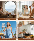 Tiny But Mighty Portable Desk Fan Battery Operated and Rechargeable, Ultra Quiet 180 Degree Tilt Folding Personal Fan in various settings