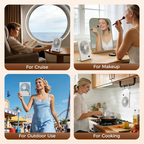 Tiny But Mighty Portable Desk Fan Battery Operated and Rechargeable, Ultra Quiet 180 Degree Tilt Folding Personal Fan in various settings