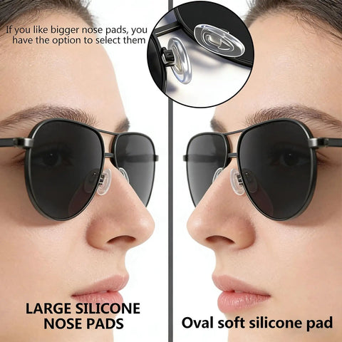 Push In Eyeglass Nose Pads Replacement Kit With 18 Pairs Six Size Options For A Custom Fit shown on sunglasses close-up