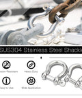 Heavy Duty Marine Grade Stainless Steel Chain Shackles Built Like A Tank To Handle 1400 Pound Rated Capacity Screw Pin Anchor Rigging Hardware Rust Proof Pair in use with chain.