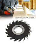Front view of 18-tooth HSS face milling cutter, black body, 100 mm diameter.