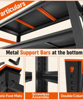 Big Time 3 Tier Metal Bookshelf With Adjustable Storage Shelves Built Rock Solid From Thick Cold Rolled Steel showing metal support bars and assembly details.