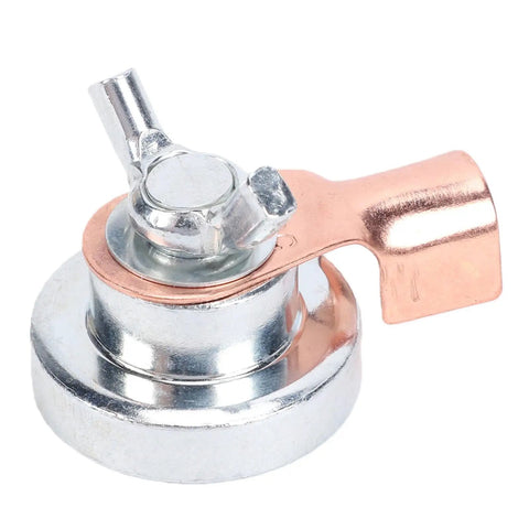 Heavy Duty Welding Magnetic Grounding Clamp With Stainless Steel Brass Fixture For Garage Use, close-up view of metal parts.