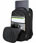 Hustle Hard Laptop Backpack For Up To 17 Inch Machines, Water Repellent Travel Daypack With Padded Tech Vault And Flexible Organization, Slick Black Commuter Bag with laptop and essentials