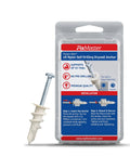 Heavy Duty Nylon Drywall Anchors With Screws 25 Pack in packaging with self drilling anchor and screw, supports up to 75 pounds.