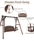 Heavy Duty 880 Lbs Wooden Porch Swing With A Frame Stand For Outdoors And Garden Rustic Sequoia Dusk Finish