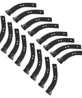 Set of tiller tines for Six Inch Tiller Tine Set For Troy Bilt Lawn Tiller Replacement Kit 1901118A 1901118, black metal tines.