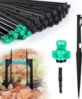 25 Pack Drip Irrigation Stakes With 180 Degree Wing Spray Emitters And One Quarter Inch Barbed Inlet Sprinkler Extension Risers