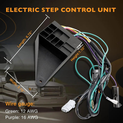 RV Step Motor Conversion Kit With Curved Linkage For Electric RV Steps 22-40 Series control unit and wiring diagram.