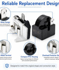 4.7 Ohm One Pin Refrigerator Starter Relay Kit With Overload Protector One Half HP For Danby Vissani Refrigerators QP2-4R7