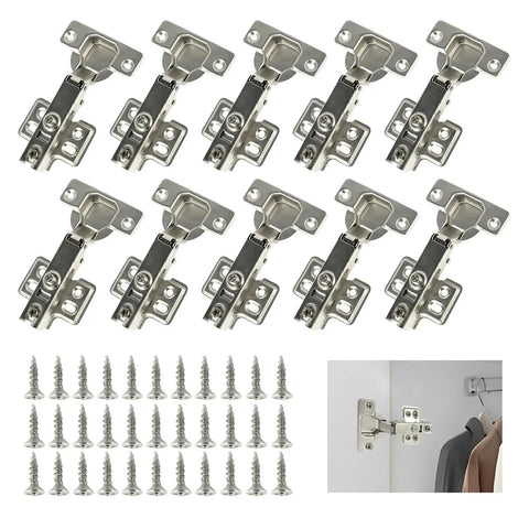 Hydraulic Cabinet Hinges Soft Close Set 10 Or 20 Pcs with screws, adjustable speed for kitchen cabinets and furniture doors