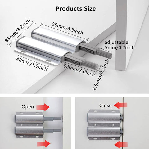 Double Magnetic Push Latch Kit 10 Pack For Cabinets Drawers Wardrobes And Doors Heavy Duty dimensions and installation
