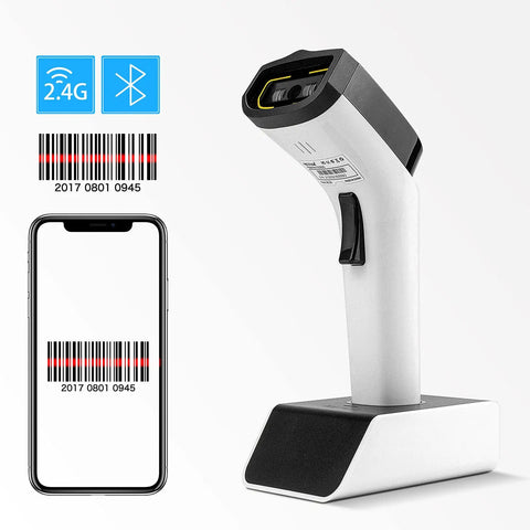 Bluetooth 1D Wireless Barcode Scanner With Hands Free CCD Reader Stand Built In Memory Works With Mac OS Windows iOS Android DS5000