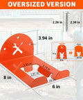 Diagram of 8-Inch Vertical Trimmer Rack Wall Mount Heavy Duty Garden Tool Hanger For Garage Wall Organizer in orange, with dimensions and installation parts.