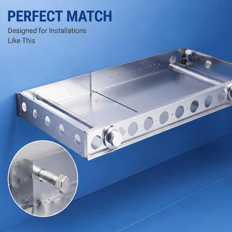 Hidden Mounting Kit For Floating Shower Benches Built To Last Stainless Steel Support Rods With Concealed Wall Anchors 2 Pack Tile Bathroom Seat Installation Adjustable Three Quarter Inch By Seventeen Point Five Inch Mount System, stainless steel bench bracket on blue wall