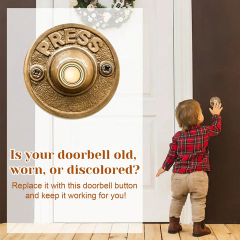 Child pressing 2 Pack Lighted Doorbell Button Replacement Kit No Fuss Plug And Play Easy Install Wired Doorbell Button with LED