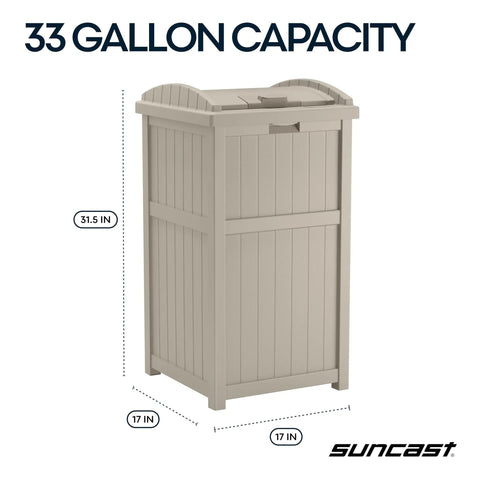 Suncast Hideaway Outdoor Trash Can With Lid 30 Gallon Weather Resistant Resin Bin With A Wicker Style Look For Patio And Yard