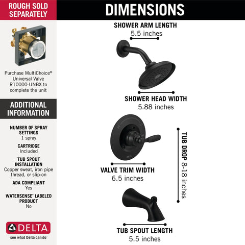 Get That Slick Matte Black Bath Swap Single Handle Tub And Shower Faucet Trim Kit With Dead Simple Install And Big Power Full Body Shower Head Modern Upgrade Valve Required Separately